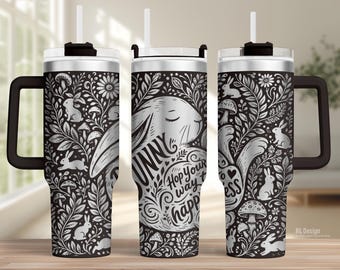 Bunny Tumbler Wrap SVG: Detailliertes Laser graviertes Design, 40 Unzen (Digitale Datei)