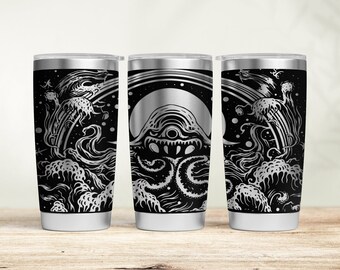 Horror Monster Tumbler Wrap Laser SVG File: 20oz 30oz Engraved Tumbler (Digital Download)