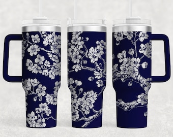 Sakura Tumbler Wrap Laser SVG: Japanese Floral Art, 40oz Engraved Design (Digital File)