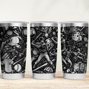 Baseball Tumbler Wrap Laser SVG: 20oz 30oz Engraved Tumbler (Digital Download)
