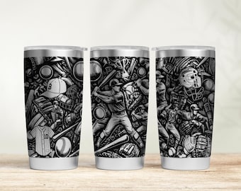 Baseball Tumbler Wrap Laser SVG: 20oz 30oz Engraved Tumbler (Digital Download)