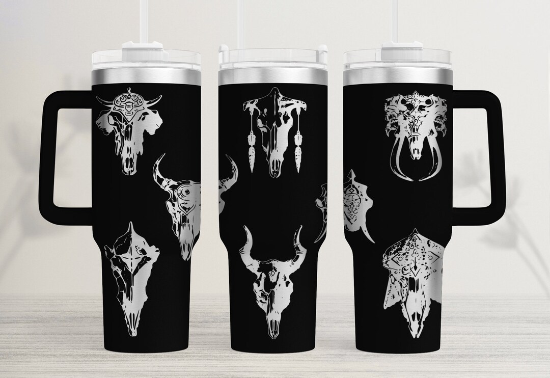 Western Skull Tumbler Wrap Laser SVG File: 40oz Engraved Design ...
