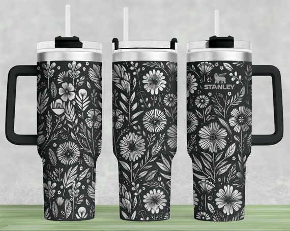 Floral Stanley Tumbler Wrap SVG: 40oz Laser Engraved Design (Digital Download)