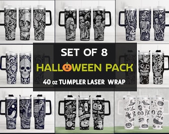 Halloween Tumbler Wrap SVG Bundle: Laser Engraved 40oz Designs (Digital Download)