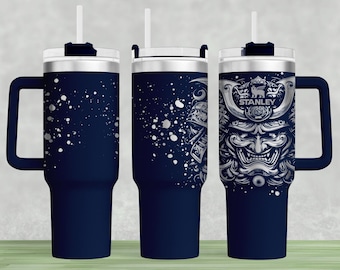 Samurai Mask Stanley 40oz Tumbler Wrap: Laser Engraved SVG