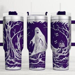 Spooky Ghost Halloween SVG PNG, Laser Tumbler Wrap SVG, Full Wrap Svg, 40oz Tumbler Wrap Svg, Laser Engrave Tumbler, Tumbler Laser Svg File