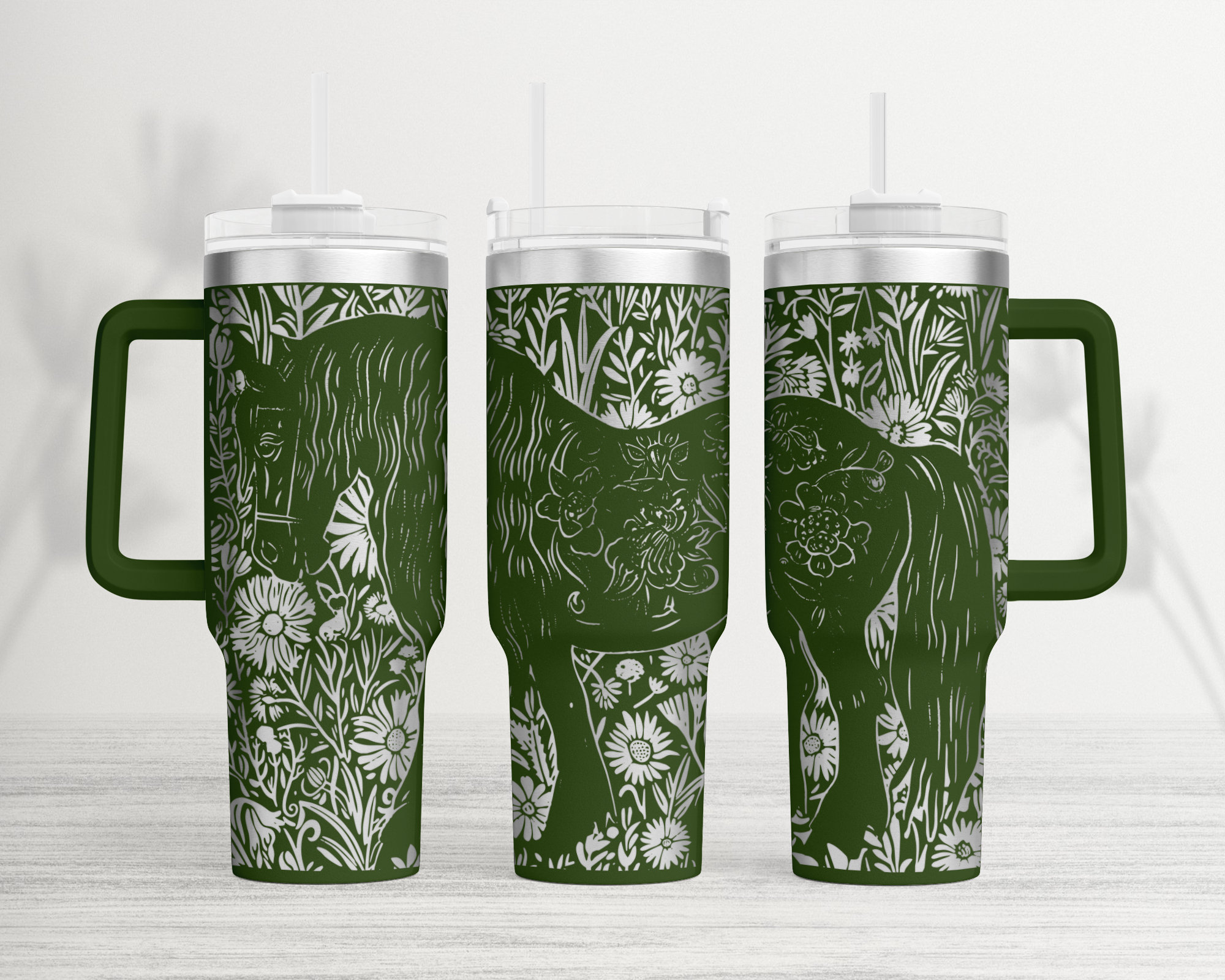 Horse & Flowers Tumbler Wrap Laser SVG: Seamless 40oz Design - Etsy