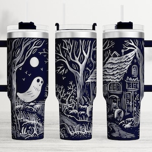 Horror Halloween House Svg Png, Laser Tumbler Wrap SVG, Full Wrap Svg, 40oz Tumbler Wrap Svg, Laser Engrave Tumbler, Halloween Laser File