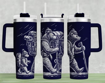 Bear Hiking 40oz Tumbler Wrap Laser SVG (Digital Download)