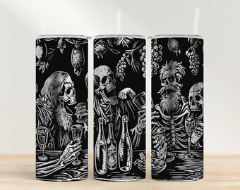 Gothic Skull Party Tumbler Wrap: Laser Engraved 20oz Tumbler (SVG File)
