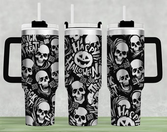 Halloween Tumbler Wrap: Funny Skull Design, 40oz Laser SVG (Digital File)