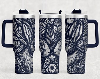 Kaninchen Tumbler Wrap Laser SVG - Gravur 40 Unzen Tumbler Design (Digitale Datei)