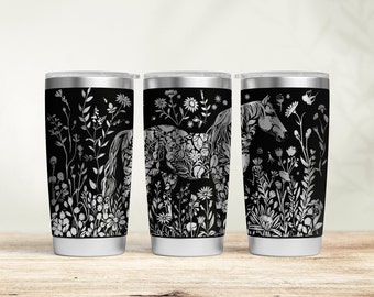 Horse and Flower Tumbler Wrap Laser SVG File (Digital Download)