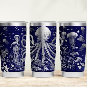 Octopus Laser Tumbler Wrap SVG, Full Wrap Svg, 30 20 oz Tumbler Wrap Svg, Laser Engrave Tumbler, Tumbler Laser Svg File