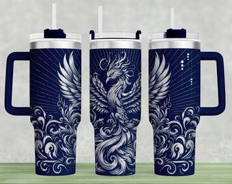 Phoenix Tumbler Wrap Laser SVG File: Engraved 40oz Design (Instant Download)