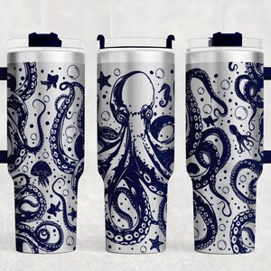 Highly Detailed Octopus Tumbler Wrap Laser SVG PNG, Engraved Tumbler, 40oz Tumbler Full Wrap Laser SVG, Laser Engraved Svg, Seamless Design