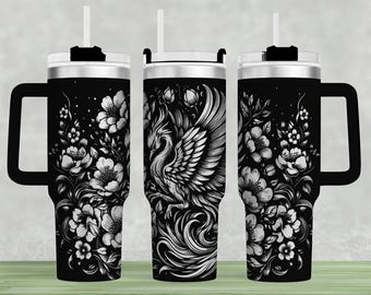 Phoenix Tumbler Wrap Laser SVG: Engraved 40oz Design (Instant Download)