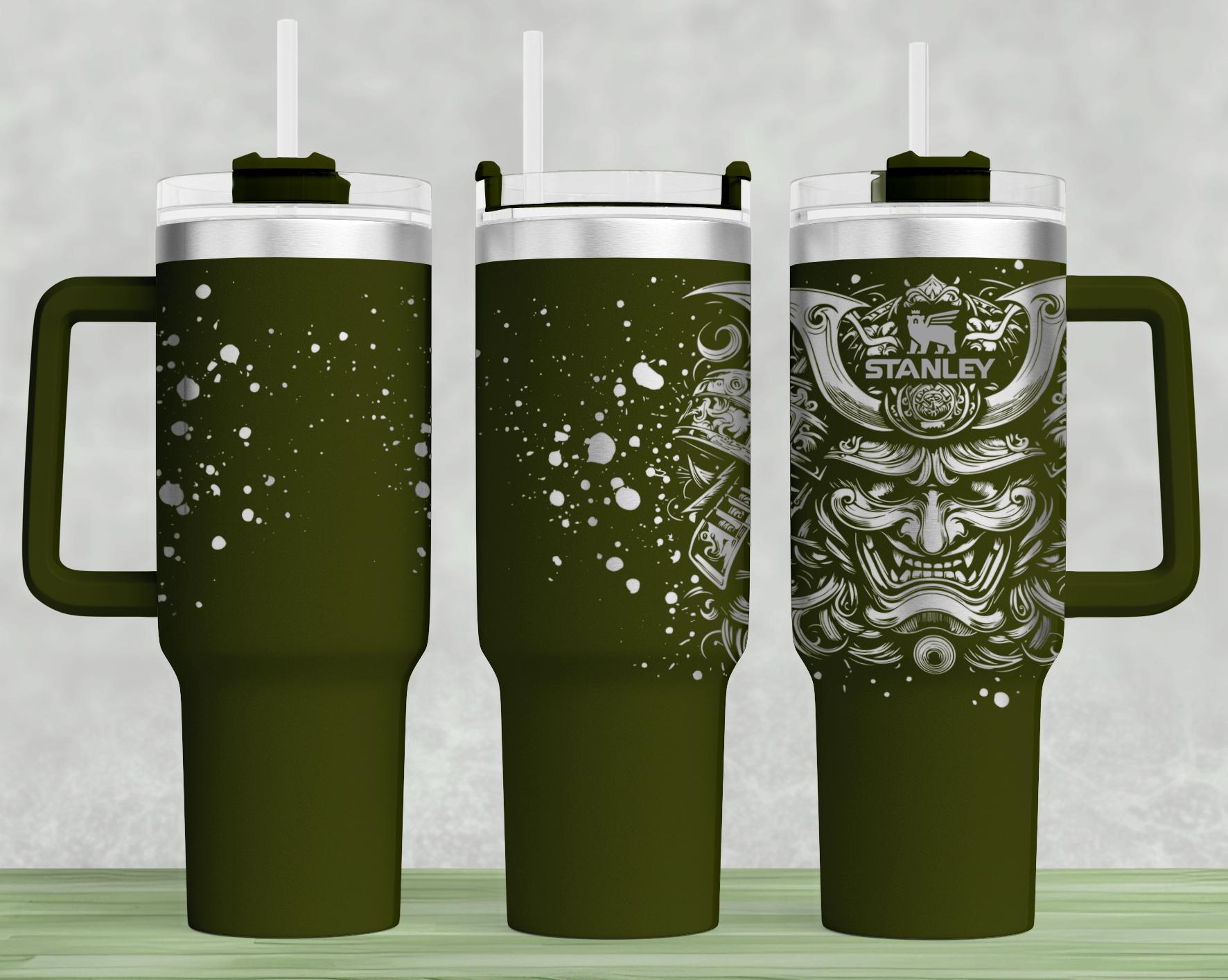 Samurai Mask Stanley 40oz Tumbler Wrap: Laser Engraved SVG