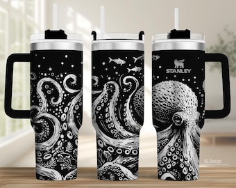 Octopus Design Stanley 40oz Tumbler Wrap Laser SVG (Digital File)