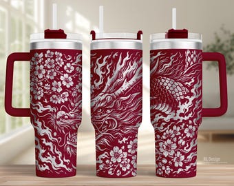 Dragon Japanese Tumbler Wrap SVG: Laser Engrave File, 40 oz (Digital Download)
