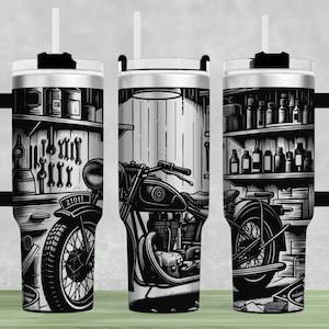 Vintage Motorbike Tumbler Laser Engraved Full Wrap Tumbler Wrap Laser SVG, Engraved Tumbler, 40oz Tumbler Full Wrap Laser SVG