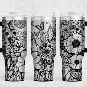 Flower Svg, Flower Laser Tumbler Wrap SVG, Full Wrap Svg, 40 oz Tumbler Wrap Svg, Laser Engrave Tumbler, Svg File Seamless
