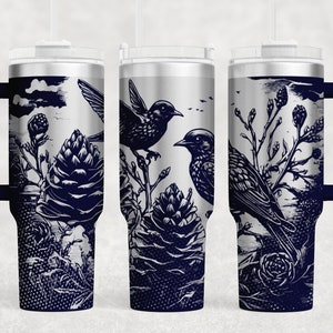 Swallow Bird Tumbler Wrap Laser SVG, Grawerowany Tumbler, 40oz Tumbler Full Wrap Laser SVG, Grawerowany laserowo SVG, Natychmiastowe pobieranie, Bezszwowy