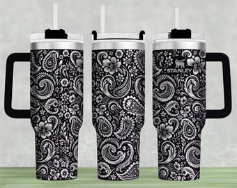 Floral Paisley Stanley 40 Unzen Tumbler Wrap Laser SVG (Digitale Datei)