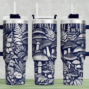 Design For Stanley 40oz Tumbler Wrap Laser SVG, Mushroom Design Full Wrap Laser, Laser Engraved SVG, Tumbler Laser File, Side Seamless