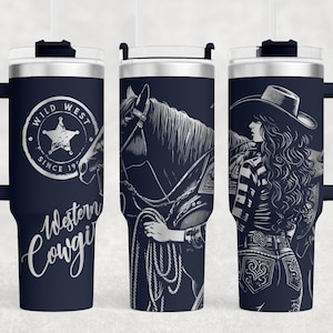 Western Cowgirl, Cowgirl  Tumbler wrap, Engraved Tumbler, 40oz Tumbler Laser SVG, Laser Engraved SVG, Laser Engraving Tumbler Sublimation