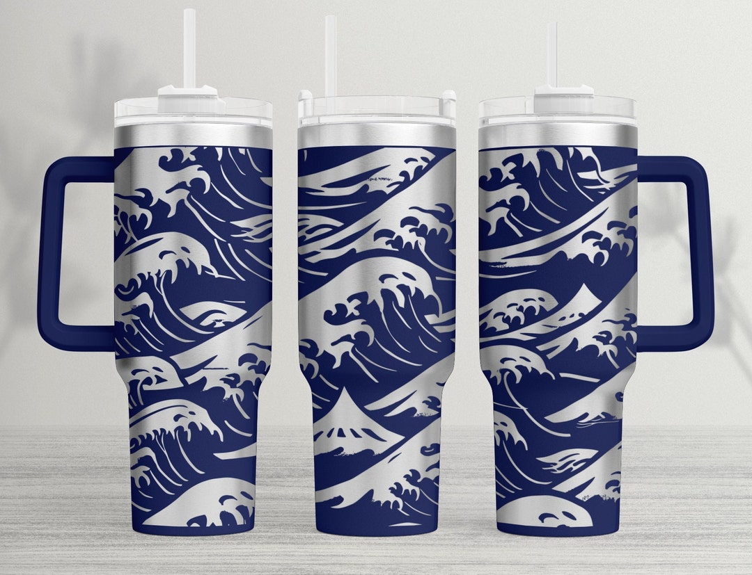 40oz Tumbler Laser Design: Japanese Wave Pattern (SVG, PNG) - Etsy