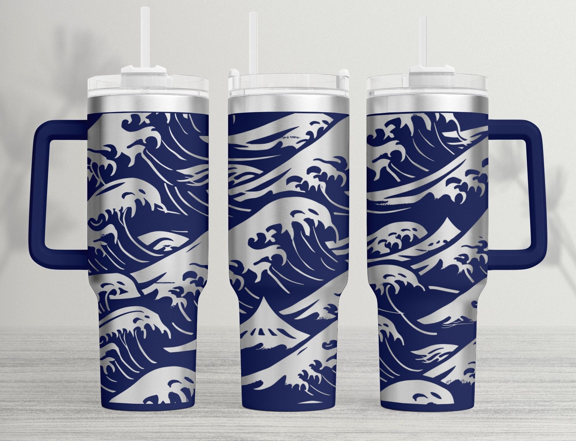 40oz Tumbler Laser Design: Japanese Wave Pattern (SVG, PNG) - Etsy