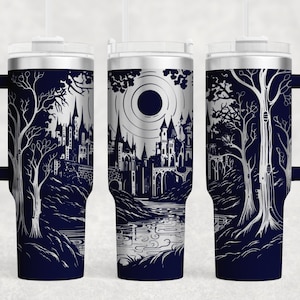 Elven Kingdom Tumbler Wrap SVG: Laser gravierte 40 Unzen Tumbler (Digitale Datei)