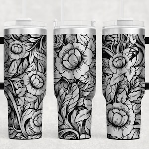 Flower Tumbler Wrap Laser SVG, Engraved Tumbler, 40oz Tumbler Full Wrap Laser SVG, Laser Engraved SVG, Instant Download, Seamless Pattern