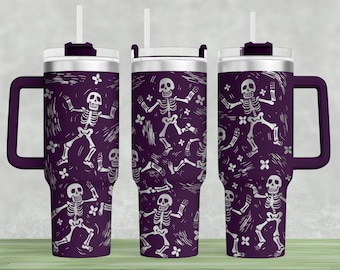 Halloween Skeleton Tumbler Wrap: 40oz Laser Engraved SVG (Digital File)