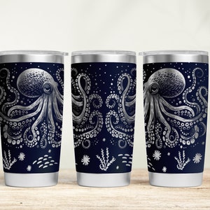 Octopus Laser Tumbler Wrap SVG, Full Wrap Svg, 30 20 oz Tumbler Wrap Svg, Laser Engrave Tumbler, Tumbler Laser Svg File