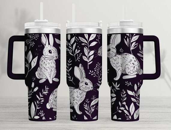 Bunny Tumbler Wrap: Boho Rabbit Laser SVG File for 40oz Tumbler