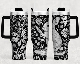 Kaninchen und Blume 40oz Tumbler Wrap Laser SVG (Digital Download)