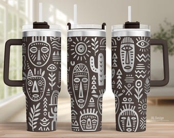 Boho Art Tumbler Wrap Laser File: 40oz Seamless Design (Digital Download)