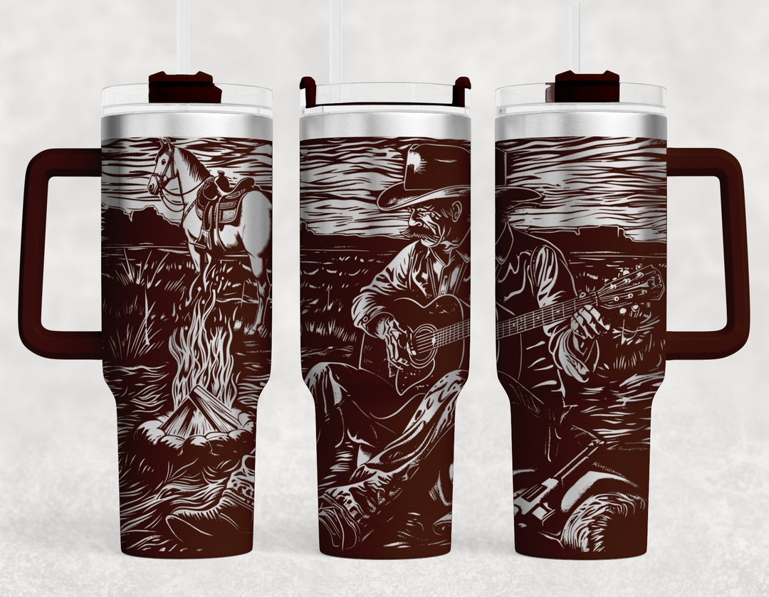 Cowboy Tumbler Wrap SVG: Western Laser Engraved Design (digital File ...