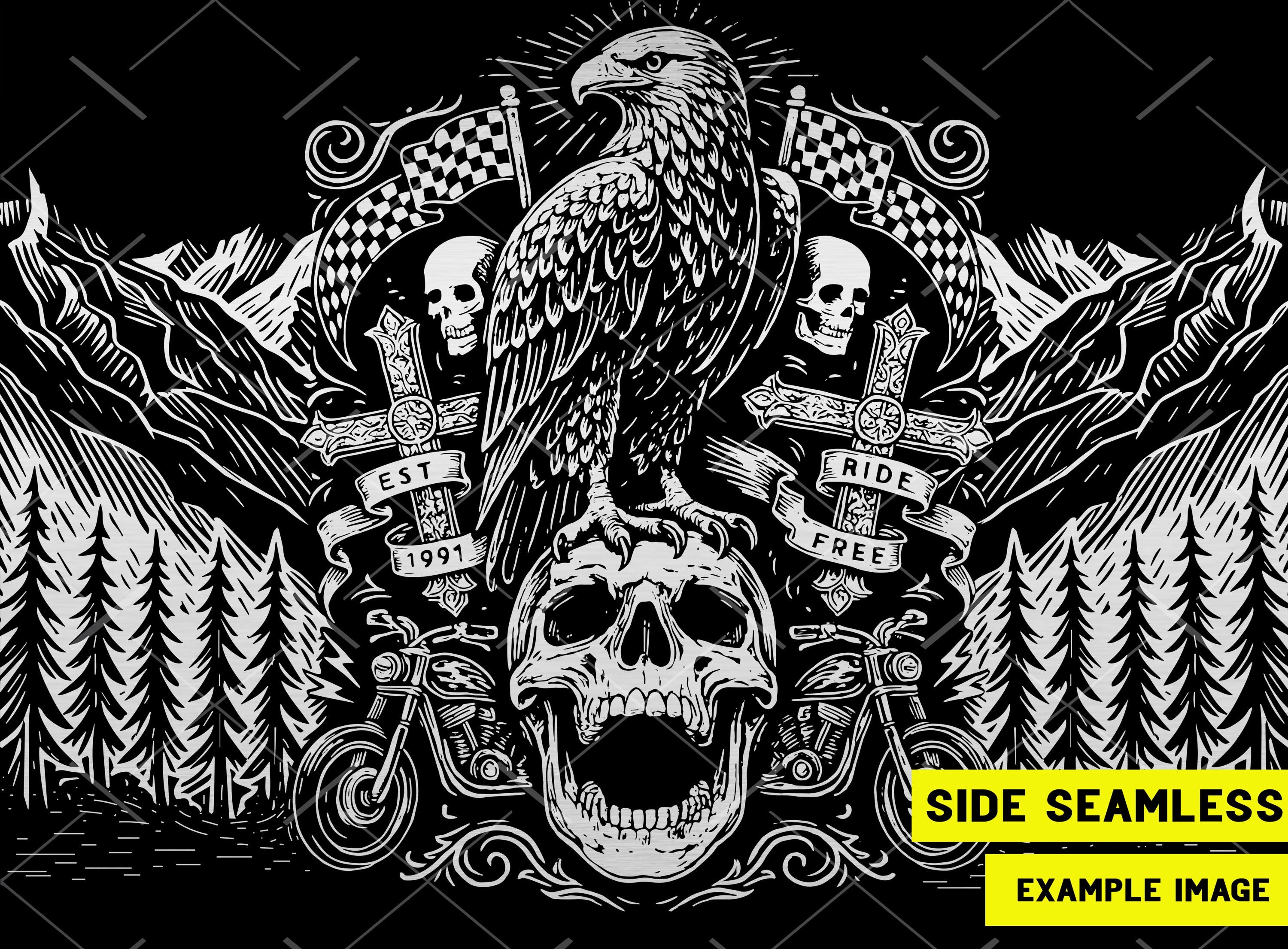 Skulls Ride 40oz Tumbler Wrap SVG: Laser Engrave Design (digital File ...