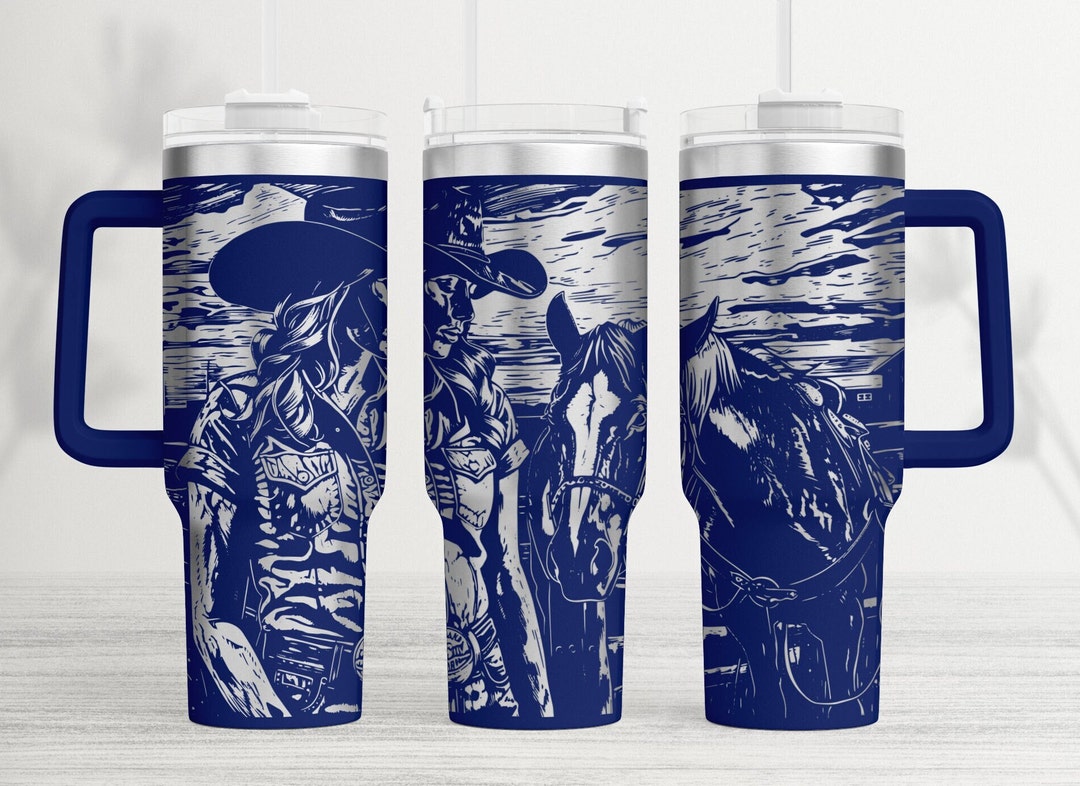 Cowgirl Horse Tumbler Wrap Laser SVG - 40oz Engraved Design (digital ...