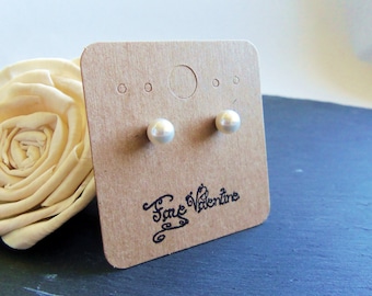 Orecchini a bottone con perla bianca, acciaio chirurgico, gioielli da sposa da 6 mm