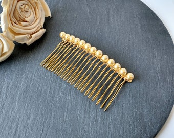 Gold pearl hair comb, golden pearls, gold comb, high quality crystal pearl comb, pearl hair accessories, simple pearl comb, bridal comb prom