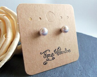 Lavender pearl stud earrings, single pearl post earrings, surgical steel earrings, 6mm pearl earrings, simple pearl studs, bridesmaid