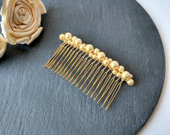 Gold pearl hair comb, quality pearl comb, pearl hair accessories, comb for a bun, updo comb, gold comb, wedding veil comb, prom comb