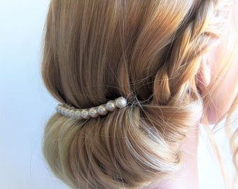 White pearl hair comb, large pearls, high quality pearl comb, pearl hair accessories, silver pearl comb, simple pearl comb, bridal comb