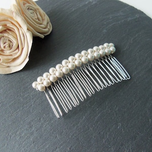 White pearl hair comb, double row pearl comb, pearl hair accessories, high quality crystal pearls, 2 rows simple pearl comb, bridal comb