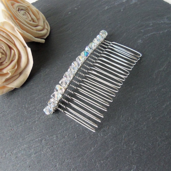 Silver crystal hair comb, high quality AB crystal comb, rhinestone hair accessories, simple crystal comb, bridal comb, decorative comb