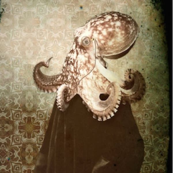 Steampunk Octopus Art Print, "Chief Justice Octavian" Nautical Decor